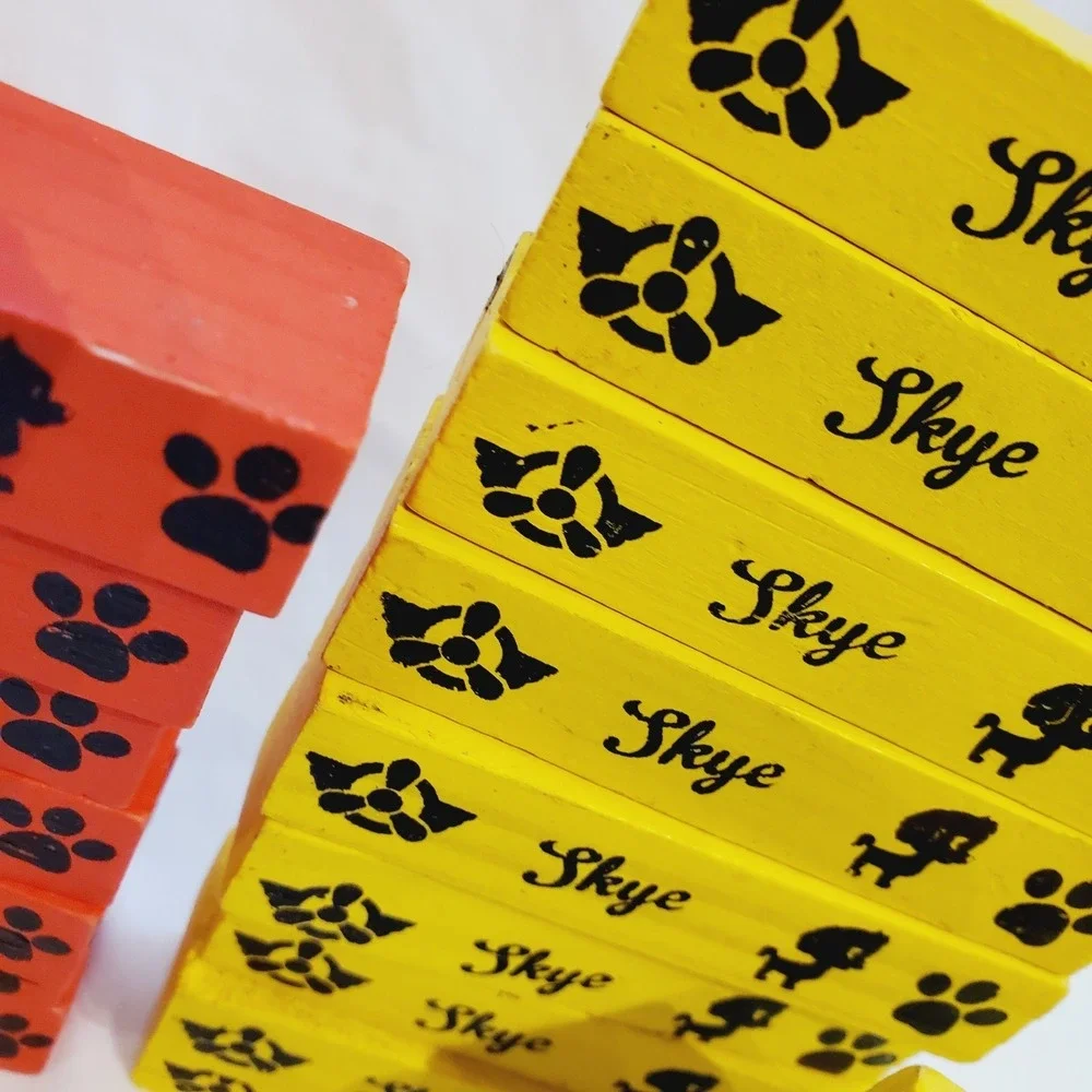35 Pc Paw‎ Patrol Wooden Tumbling Tower Wood Blocks Replacement Yellow Red Blue